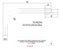 Load image into Gallery viewer, [K17027] M16 X 180MM X 100MM SS 316 Full Threaded L Anchor - LS - 07/03/22
