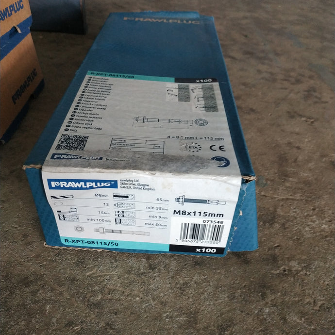 (K18023)Rawlplug R-XPT Throughbolt M8x115mm, Zinc Plated/ RAWLPLUG SINGAPORE/11-8-22