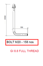Load image into Gallery viewer, [K18023] M20 X 350MM X 150MM FULL THREAD L-ANCHOR BOLT C/W 1PC CLASS 8 HEXNUT, 1PC F436 FW  - GALVD - LS - 17/05/2022
