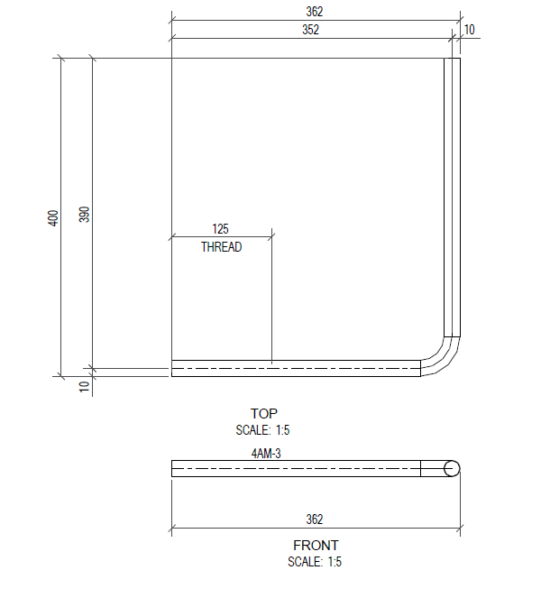 [216S12] M20 X 362MM (T:125MM) X 400MM GR8.8 L-ANCHOR BOLT ONLY - GALVD