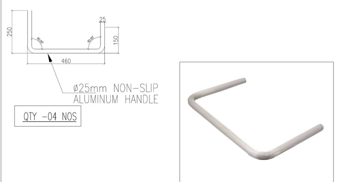 [214M13] Alum Non-Slip Handle 25mm dia. x 250mm X 460mm X 150mm - SWH - 15/03/22